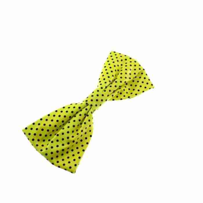 Very Large Polka Dot Neon Yellow Bow on Barrette img