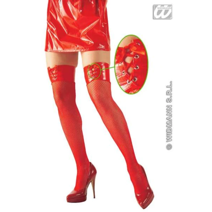 Vinyl Top Fishnet Thigh Highs - Image 1