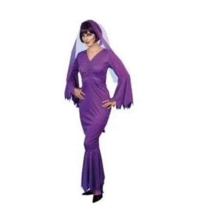 Violet Vamp Costume Ladies Vampiress Purple Morticia Addams Fancy Dress