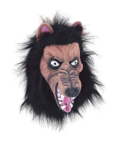 Wolf + Black Hair Overhead Mask