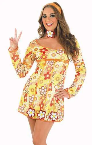 Yellow sales hippie dress