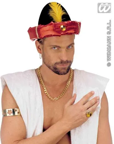 Decorated Mens Turban - Black/Red