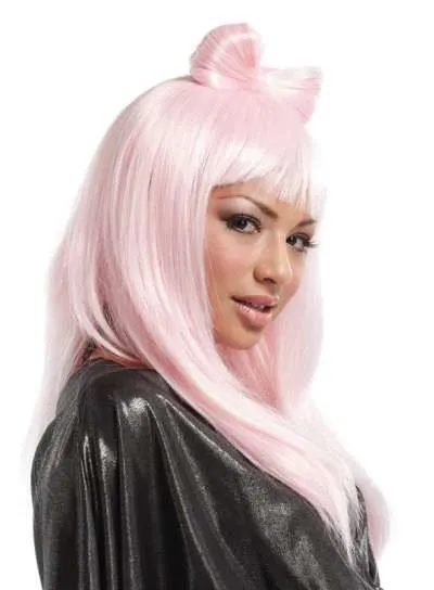 Hair Bow Wig- Pink