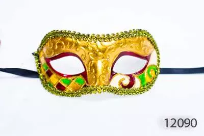 Venetian Eye Mask - Gold and Green - Image 1
