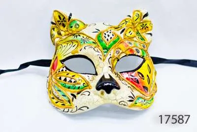 Venetian Eye Mask Cat - Yellow - Image 1