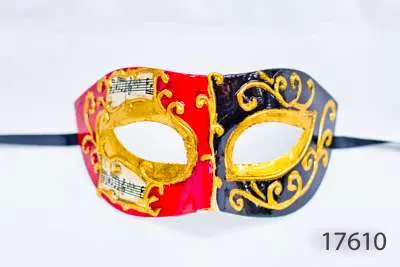 Venetian Eye Mask - Black Red Gold