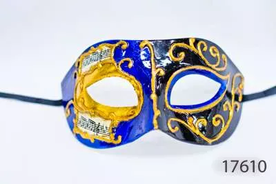 Venetian Eye Mask - Black Blue Gold