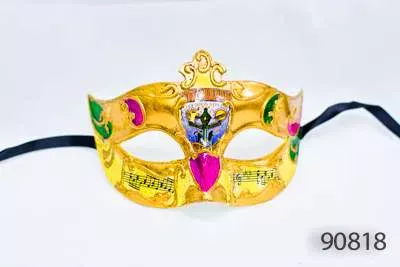 Venetian Eye Mask - Gold, Purple and Green - Image 1