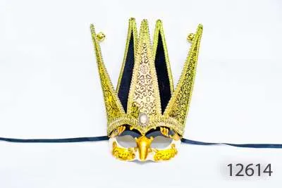 Venetian Royal Court Jester Mask - Gold and Black
