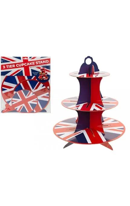 Union Jack 3 Tier Cupcake Stand