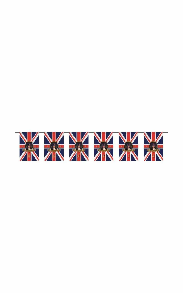 King's Coronation Portrait 12 Flags Bunting 20cm x 30cm 3 Meters - Image 3