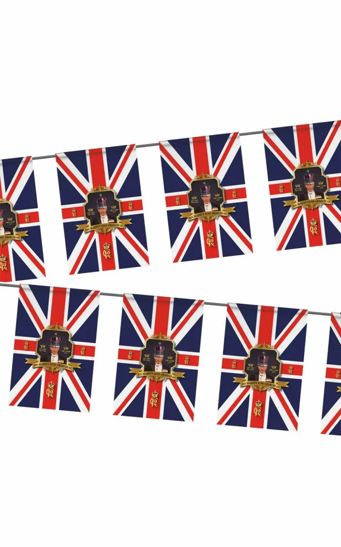 King's Coronation Portrait 12 Flags Bunting 20cm x 30cm 3 Meters - Image 1