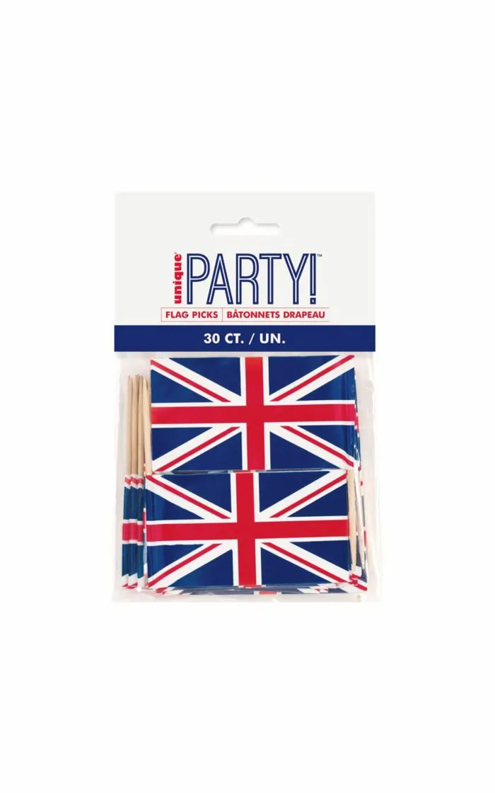 30 Pack Union Jack Flag Food Picks - Image 1