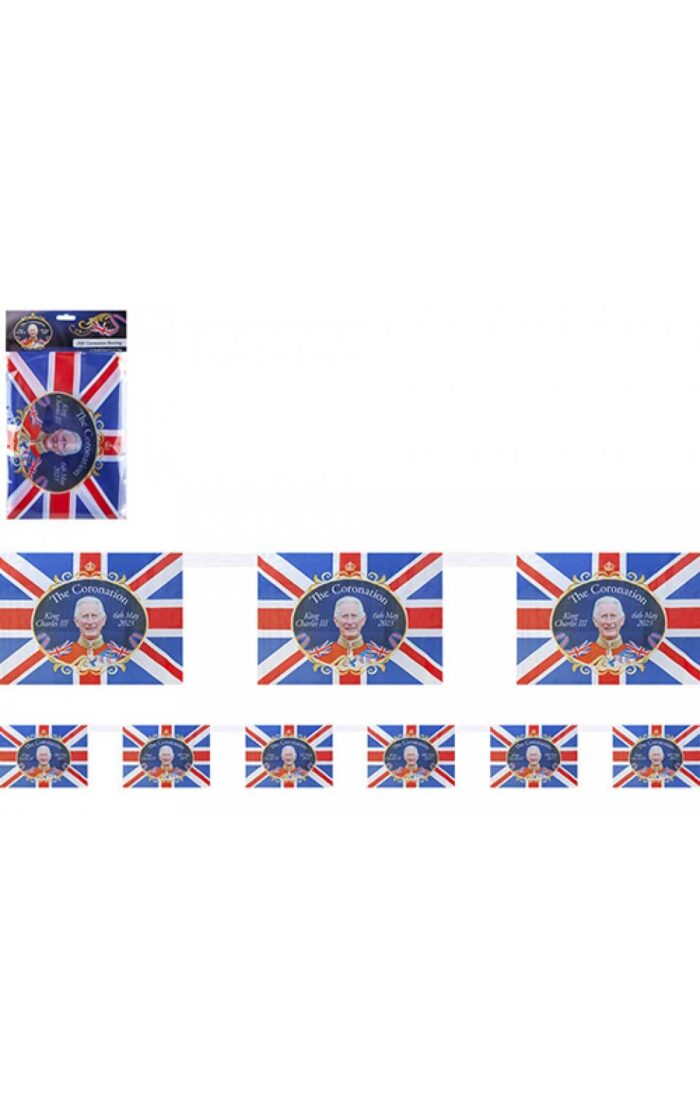 Coronation Flag Rayon Bunting 30x20cm 12 Flags