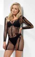 Skeleton Bone Net Dress, Black