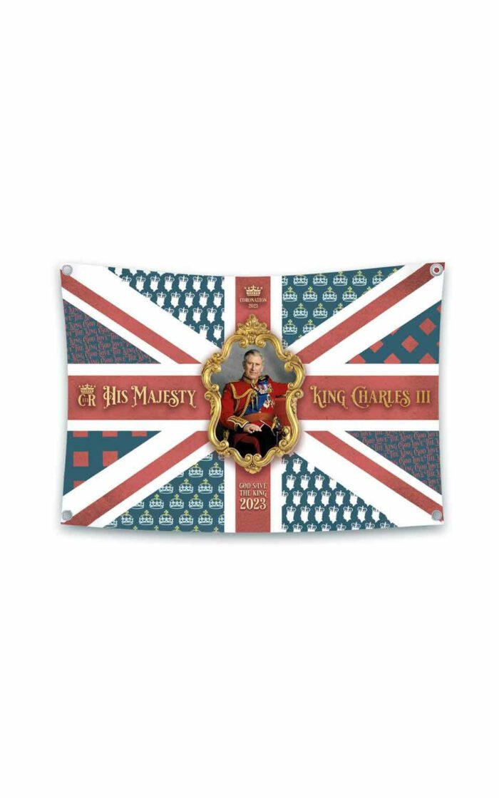 Vintage Style King Charles III Coronation Flag 108cm x 180cm Landscape 1