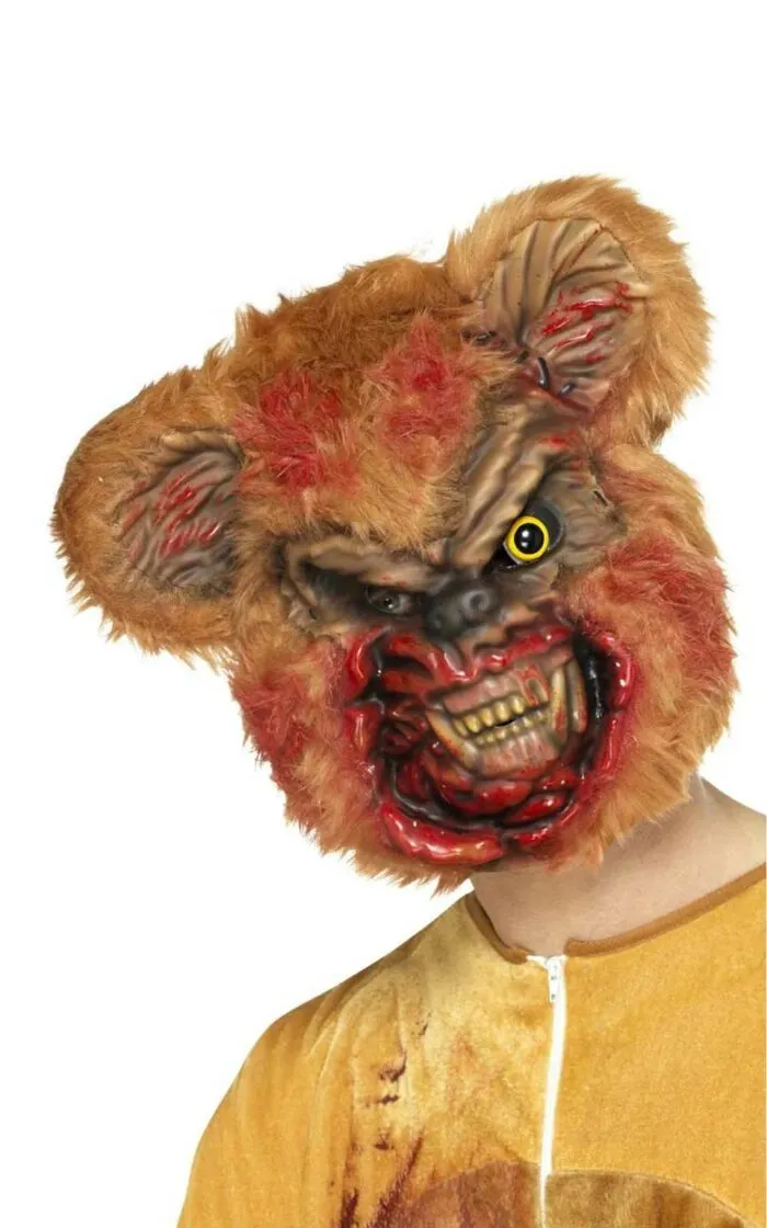 Zombie Teddy Bear Mask, Brown - Image 1