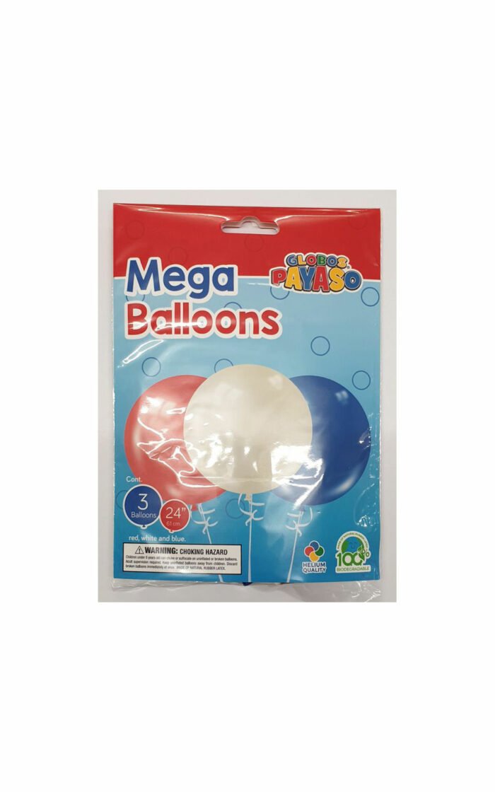 3PK 24IN RED WHITE BLUE BALLOONS 2
