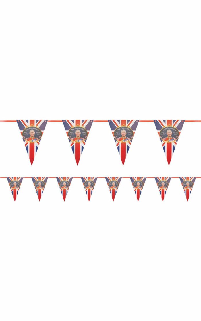 King Charles III Coronation Union Jack Flag 6 Metre Triangular Party Bunting 1