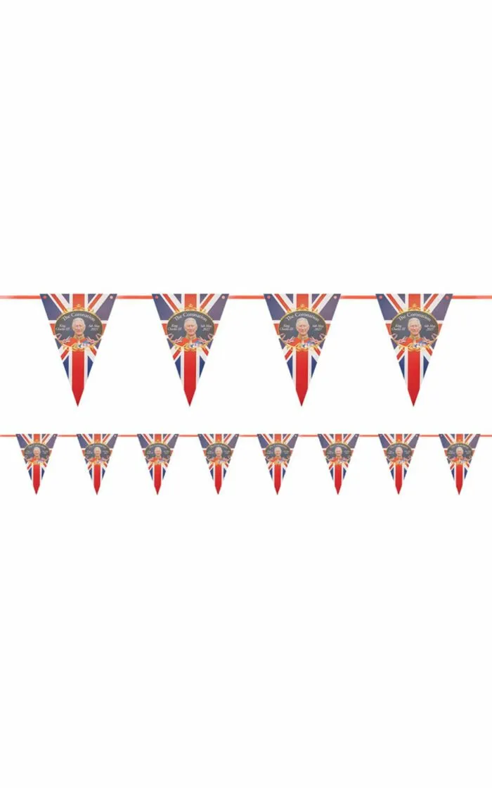 King Charles III Coronation Union Jack Flag 6 Metre Triangular Party Bunting - Image 2