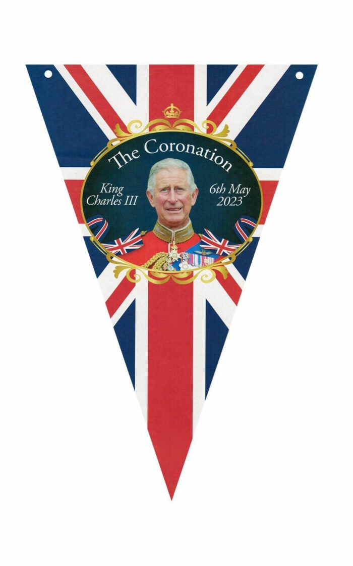 King Charles III Coronation Union Jack Flag 6 Metre Triangular Party Bunting 2