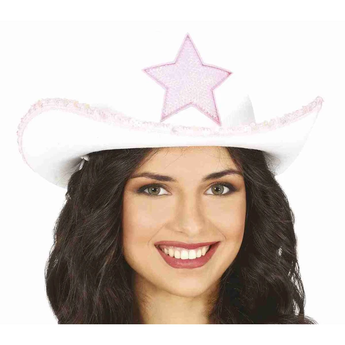 White Cowboy Hat With Star - Image 1