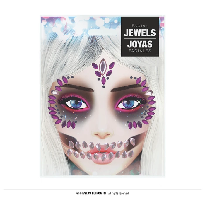 Lilac Skull Face Gems Adhesive - Image 2