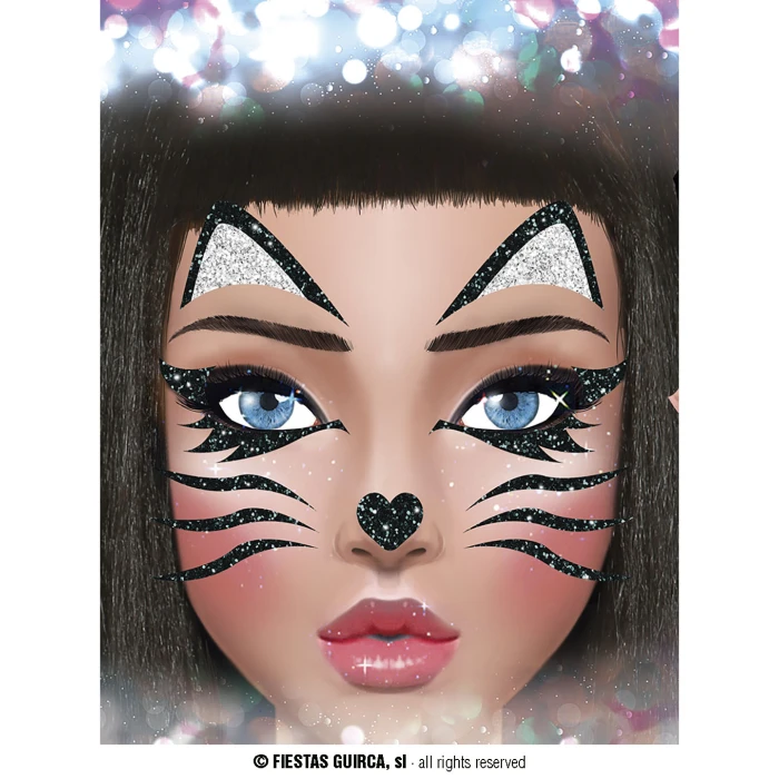 Cat Glitter Face 20x20cm - Image 3