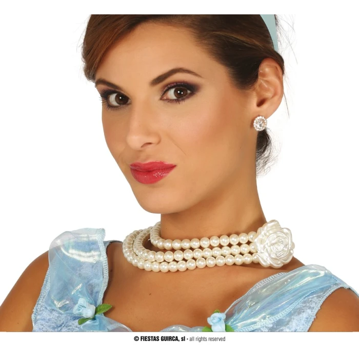 Pearls Necklace With Flower - Image 1