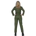 Top Gun Sexy Pilot Costume Green Jumpsuit Ladies - Image 2