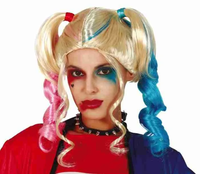 Harlequin Braid Wig for Women Costume Accessory Blonde Blue Pink - Image 1