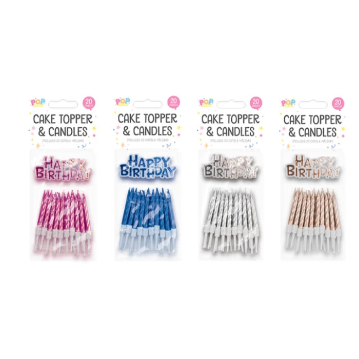 Metallic Cake Topper & Candles - Image 1