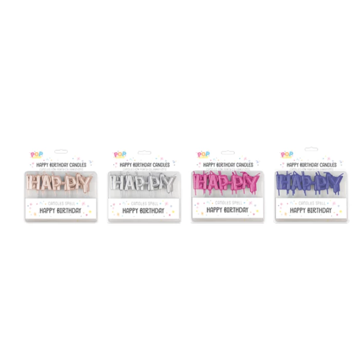 Metallic Happy Birthday Candles - Image 1