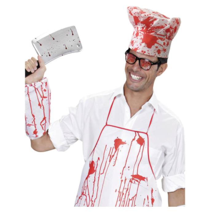 Chef Set Bloody Hat Apron Sleeve