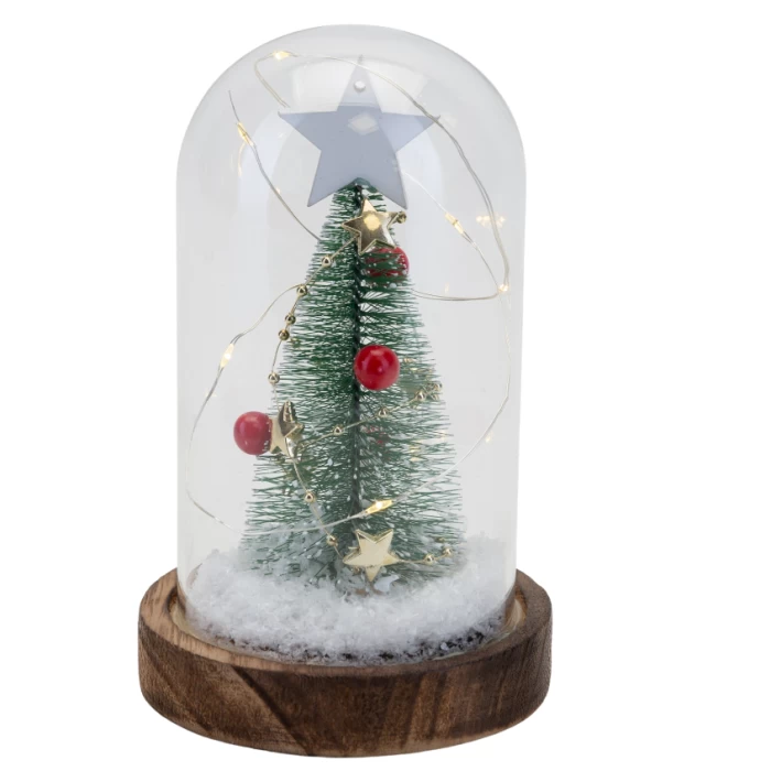 Christmas LED Glass Dome with Tree - Image 1