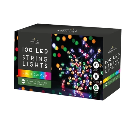 100 Led Battery Operated Lights - Multicoloured