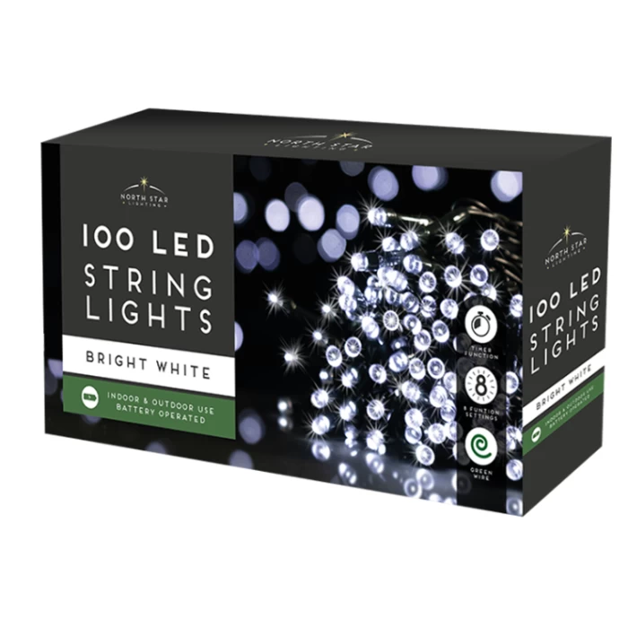100 Led Battery Operated Lights - Bright White - Image 1