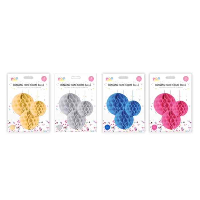 Honeycomb Hanging Decoration 3pk-EACH - Image 1