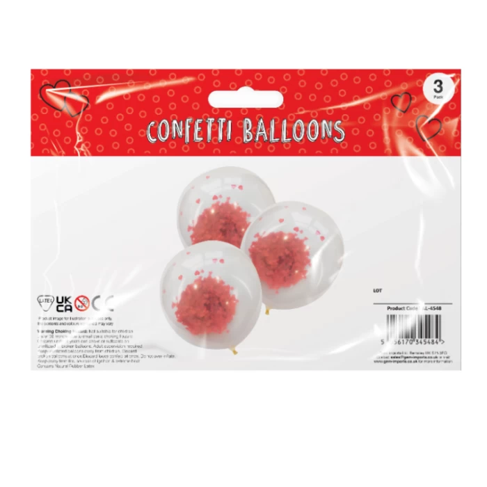 Confetti Heart Balloons 3pk - Image 1