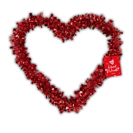 Valentine's Tinsel Heart Wreath 30cm