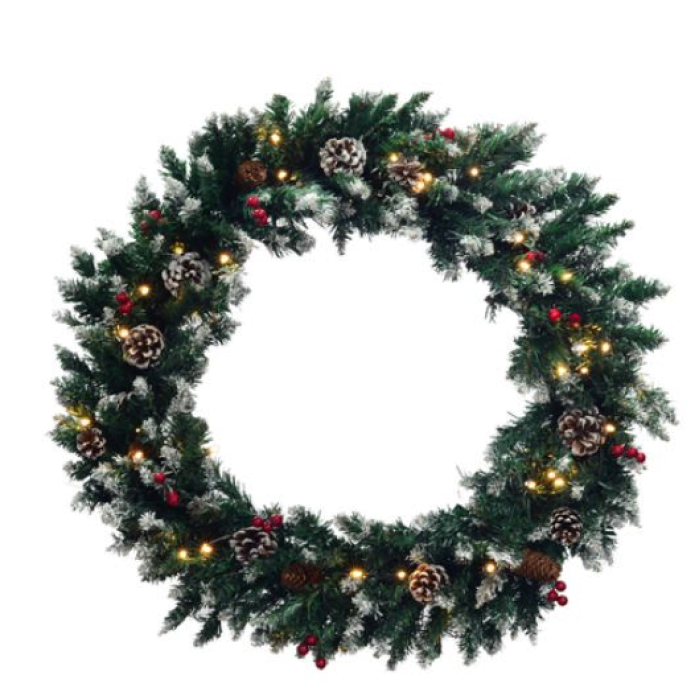 XMAS DARK GREEN WREATH SNOWY