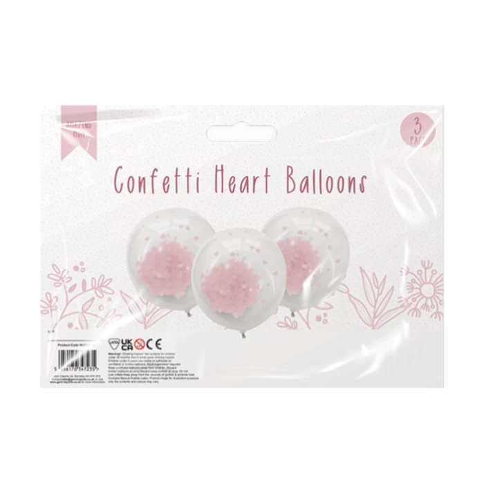 Mother's Day Confetti Heart Balloons 3pk - Image 1