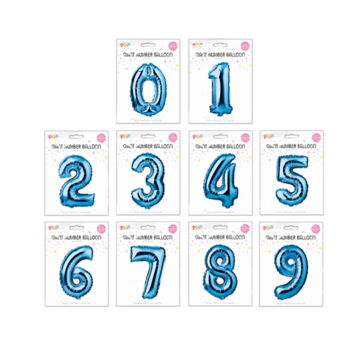 Blue Foil Number Balloon 65cm - Image 1