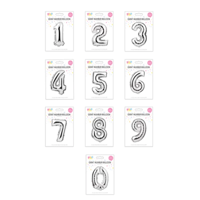Silver Foil Number Balloon 65cm-Each - Image 1