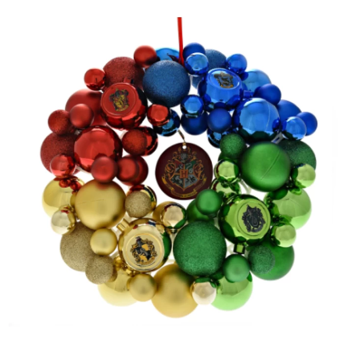 Harry Potter Christmas Bauble Wreath-Hogwarts Houses-35cm - Image 1