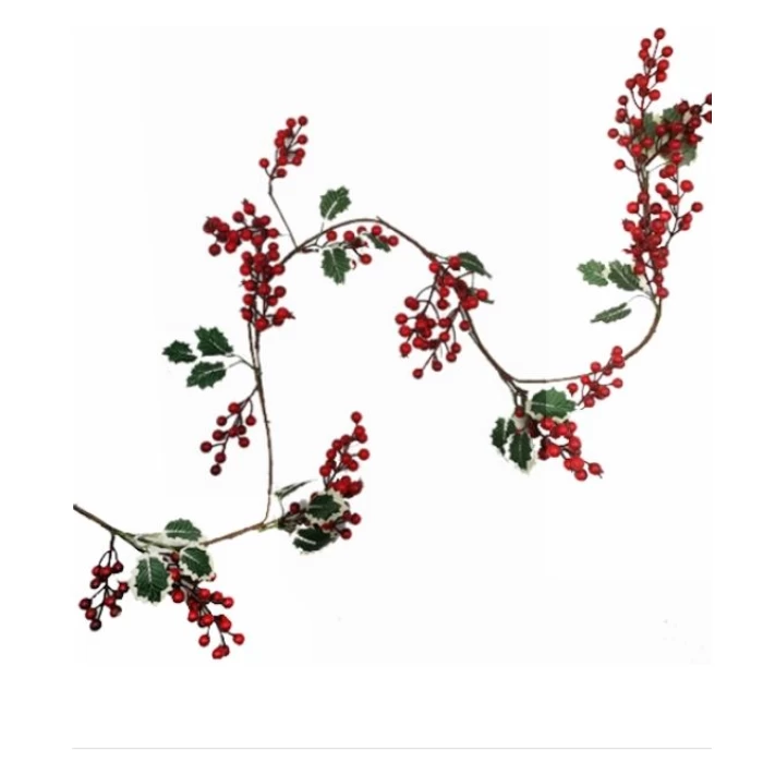 150cm HOLLY AND BERRY GARLAND RED/GREEN - Image 1