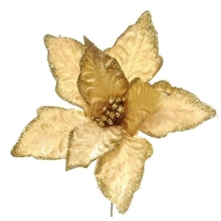 45cm SINGLE VELVET POINSETTIA LIGHT GOLD