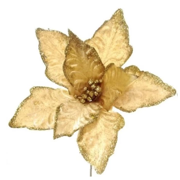 45cm SINGLE VELVET POINSETTIA LIGHT GOLD - Image 1
