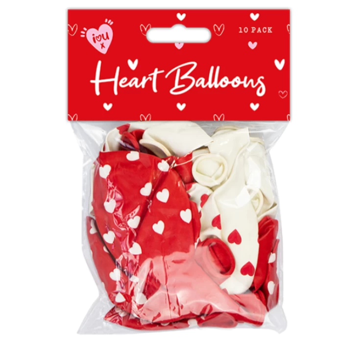 Heart Printed Balloons 10pk - Image 1