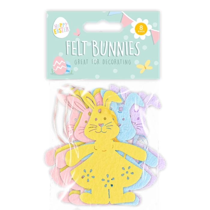 Easter Felt Hanging Bunnies 8pk - Image 1